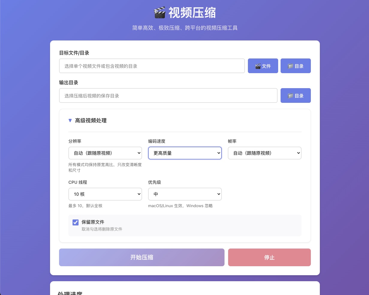 视频压缩 - 高级选项